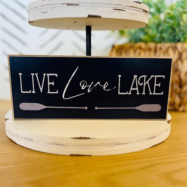 wooden block picture Live Love Lake