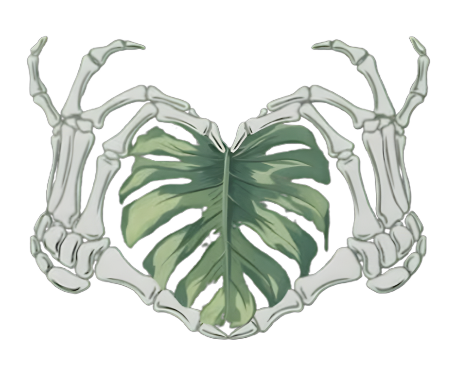 monstera love with skeleton