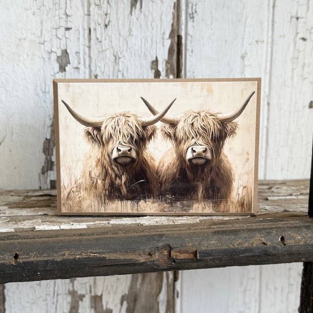 Wooden Picture Block Highland Brothers