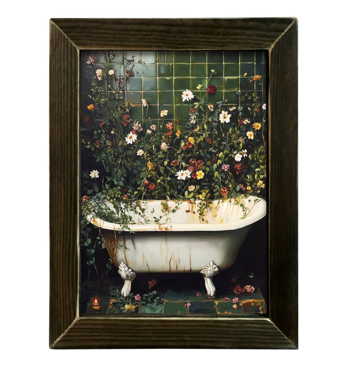 Framed Art Vintage Green Bathtub