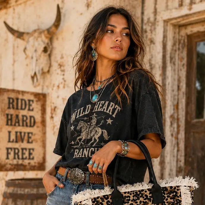 Leopard Luxe Fringe Tote Bag