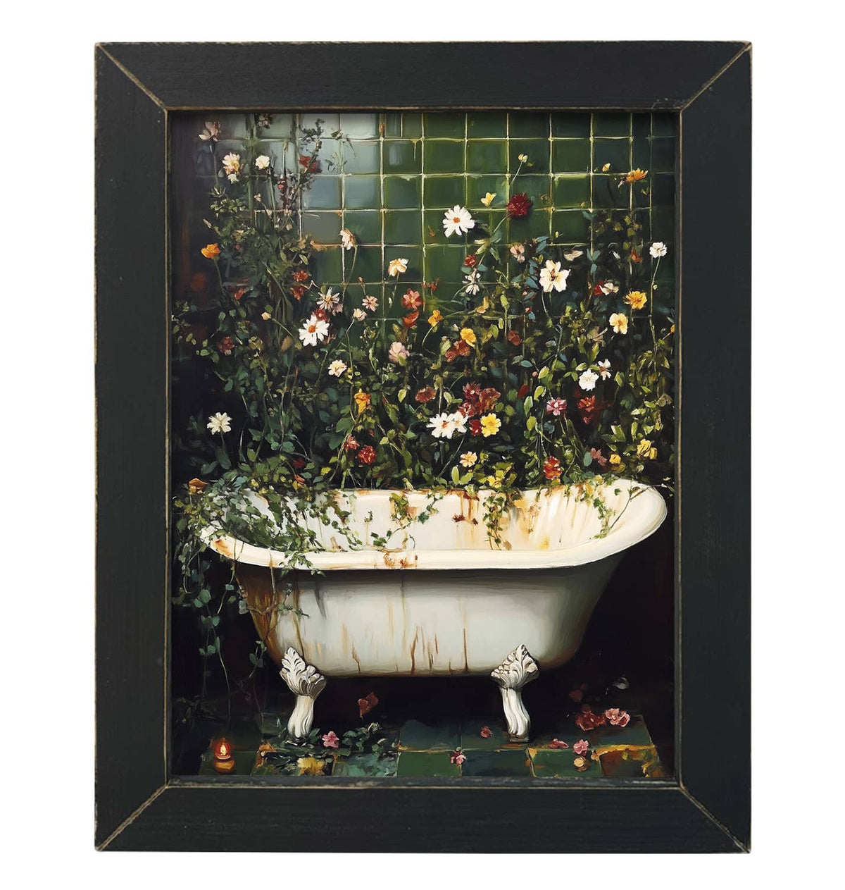 Framed Art Vintage Green Bathtub